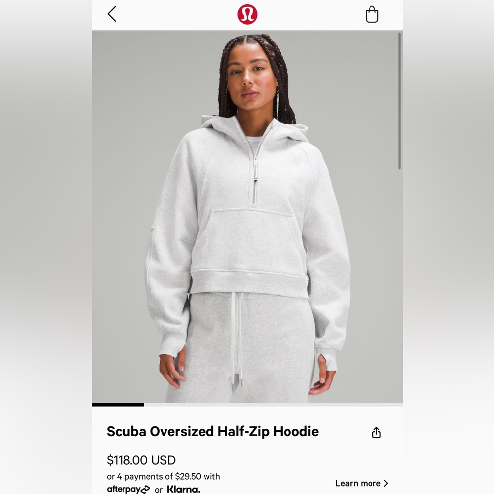 Lululemon Half Zip Scuba XS/S